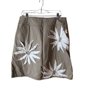 Boden Tan & White Appliqué Floral Skirt Size 14R